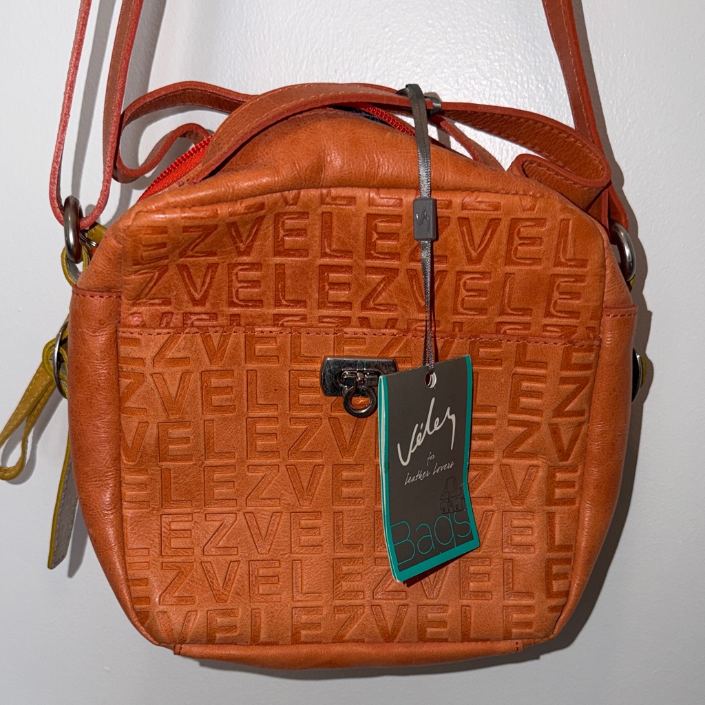 Columbian Leather Orange Crossbody Bag - Nwtg